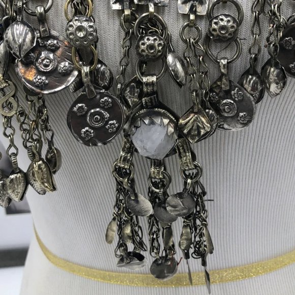 Vintage Afghan Oversized Fish Necklace, Choker Necklace Embellished with Fish - Picture 4 of 5